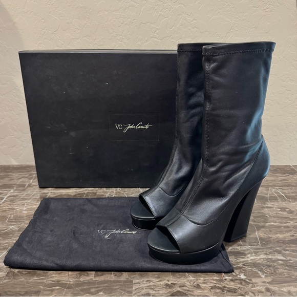 VC John Camuto Shoes - NEW VC John Camuto Leather Peep Toe Sock Boots